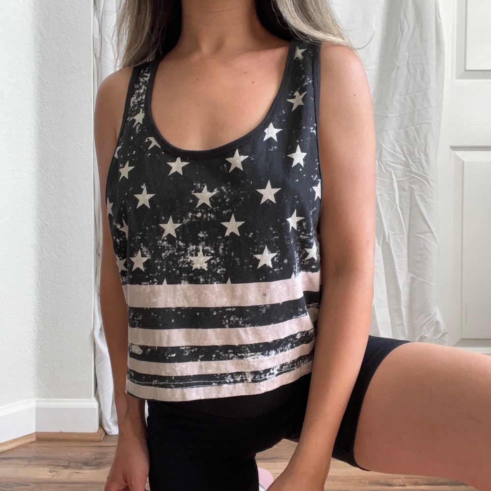 American flag tank top distressed wash size medium